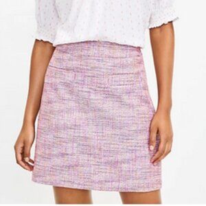 LOFT Pink Tweed A Line Petite Tailored Skirt 12P
